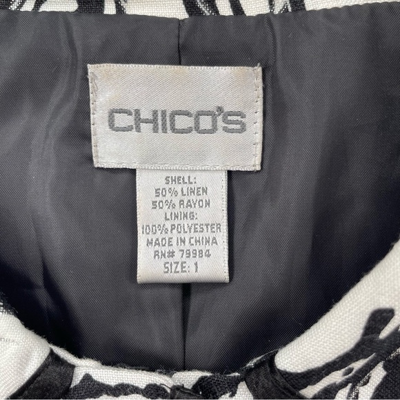 Chico’s White & Black LINEN-Blend Jacket Size Medium 8 - Picture 5 of 10
